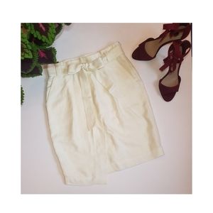 Zara Basic belted paperbag waist linen skirt